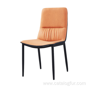 Minimalist dining chair with leather cushion